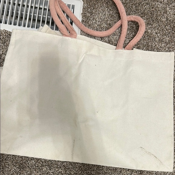 Chic Canvas Tote with Pink Handles - Picture 5 of 6